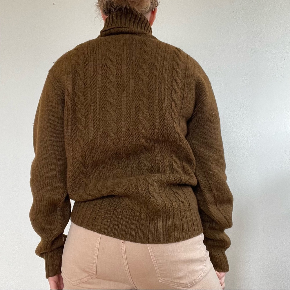 Pendleton Brown Cable-Knit Turtleneck Sweater - image 4